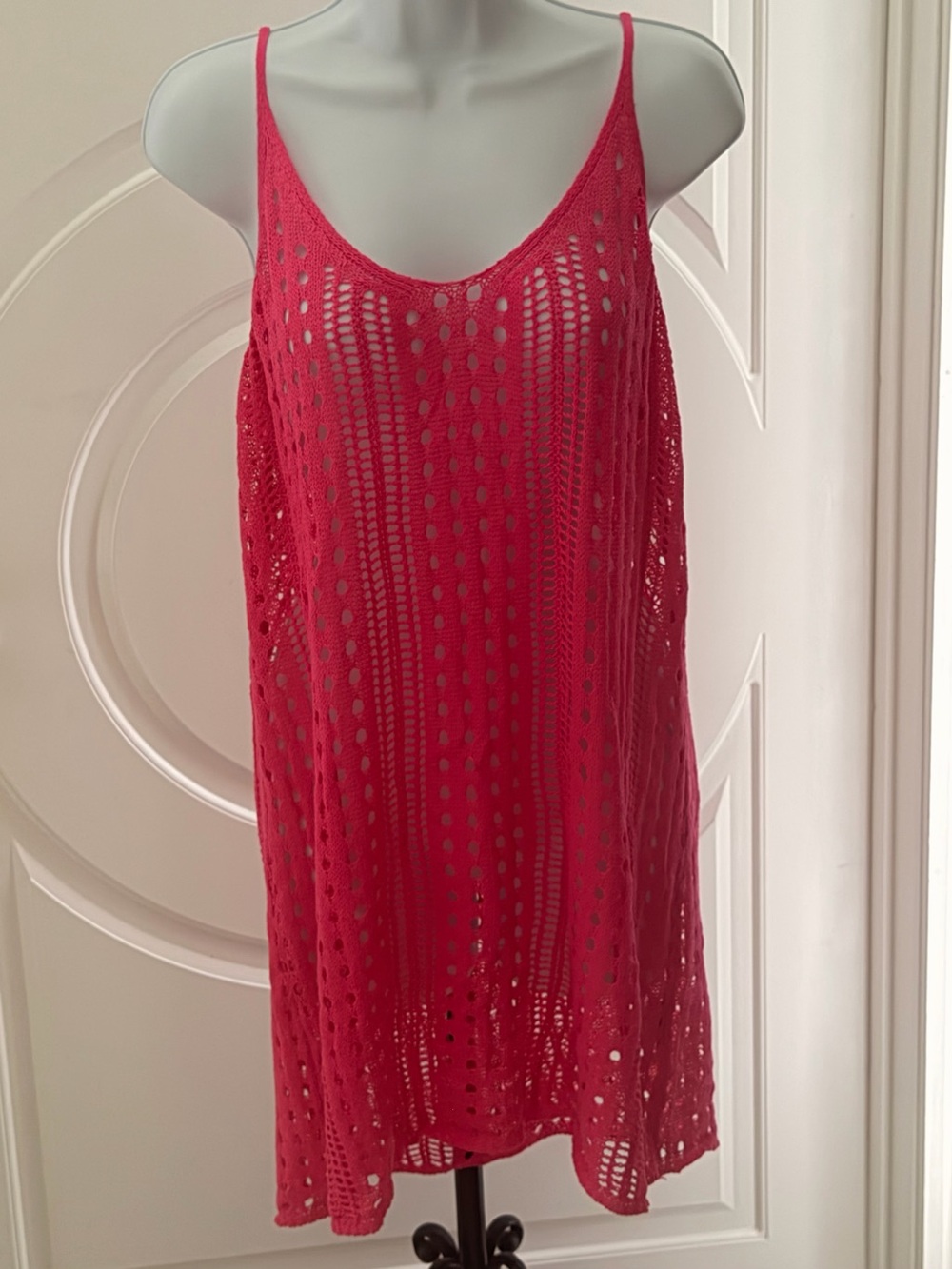 SHEIN Hot Pink Crochet Slip Swim Coverup